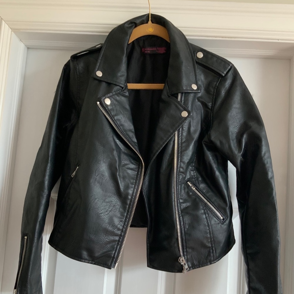 Faux leather biker style jacket - size M